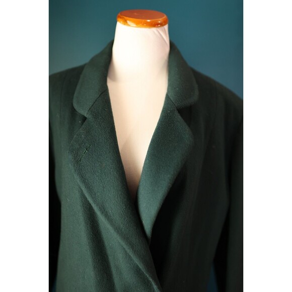 Adolfo Classics Long Wool Pea Trench Emarald Green Dark Academia Coat 10 - Picture 9 of 15
